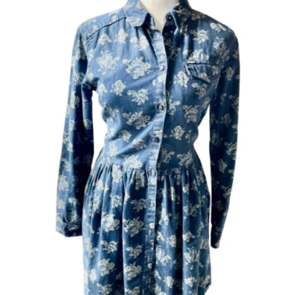 ASOS Denim Floral Print Denim Dress Size S - Picture 4 of 4